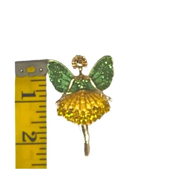 UNBRANDED Sugarplum FAIRY Green And Gold Ballerina Brooch #1 - Picture 7 of 10